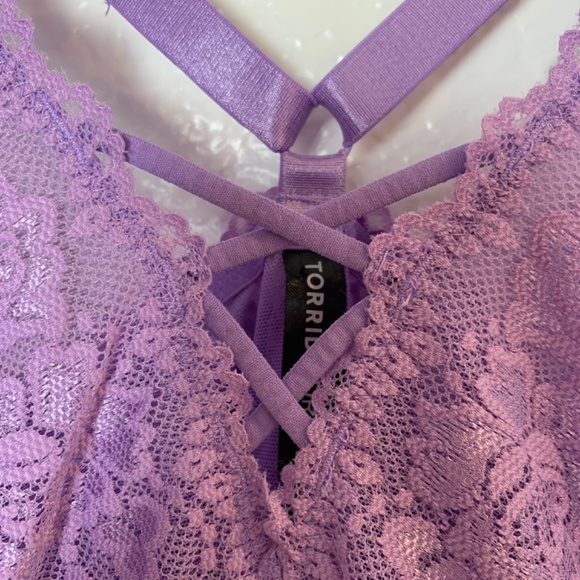 Torrid Curve Babydoll Chemise 2X Purple Lace Coquette Milk Maid Romantic Fairy - Picture 4 of 11